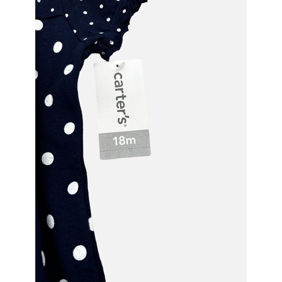 Carters Baby Girl Navy Polka Dot Print Romper with Strawberry 24 Months - Picture 4 of 7
